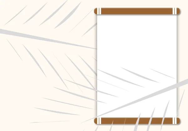 Rama Drewniana Białym Papierem Białym Tle Shodow Liści Przestrzeń Kopiowania — Zdjęcie stockowe