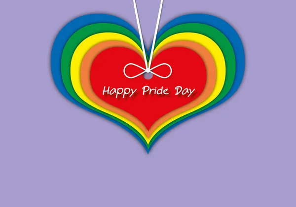 Feliz Día Del Orgullo Corazones Arco Iris Sobre Fondo Púrpura — Foto de Stock