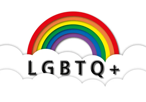 Lgbtq Con Arco Iris Nubes Sobre Fondo Blanco Concepto Orgullo — Foto de Stock