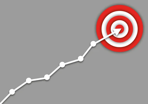 Weißer Pfeil Mit Rotem Ziel Auf Grauem Hintergrund Als Metapher — Stockfoto