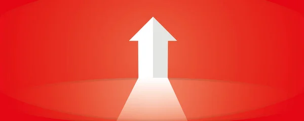 ビジネスと金融成長 成功と金融開発 ビジネス成長の概念 紙カットデザインスタイルのメタファーとしての赤い背景に白い矢印ポイント — ストック写真