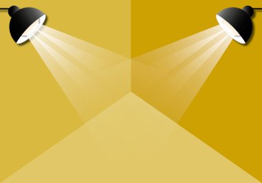 Sarı arkaplanda beyaz lamba, metin için alan broşürler için tasarım, kitap kapakları, defterler arka plan, dergi, kartvizit, markalaşma, afişler, web sitesi, kağıt kesim biçimi.