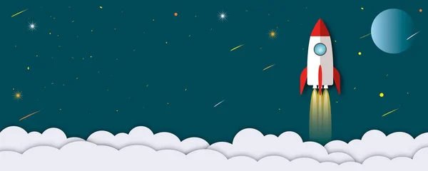 Ракета Облаками Поднимающимися Небо Метафора Бизнеса Финансового Роста Успех Финансовое — стоковое фото