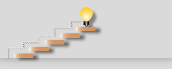 Ampoule Jaune Avec Escalier Sur Fond Gris Idées Inspiration Concepts — Photo
