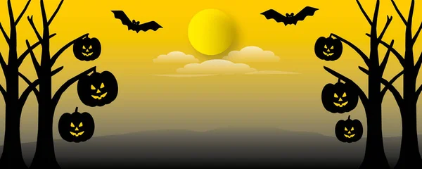 Prodej Banner Pro Happy Halloween Monstrem Žlutém Pozadí Halloween Ilustrace — Stock fotografie