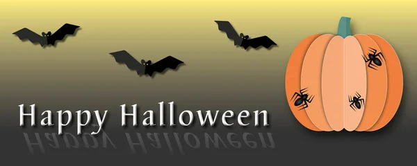 Wesołego Halloween Dynią Potworem Ciemnym Tle Ilustracja Halloween Dla Sieci — Zdjęcie stockowe