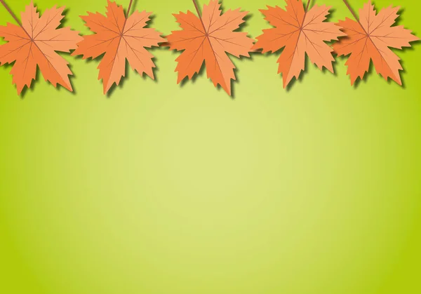 Ahornblätter Auf Grünem Hintergrund Herbstliches Hintergrundkonzept Designvorlage Für Broschüren Buchumschläge — Stockfoto