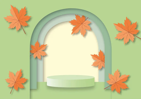 Абстрактный Зеленый Фон Кленовыми Листьями Дизайн Шаблон Осеннего Фона Брошюры — стоковое фото