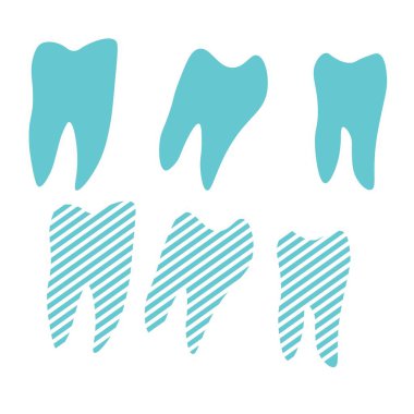 Beyaz arka planda dişleri olan güzel bir ikon. Diş sağlığı kliniği hastası. Sağlık hizmetleri illüstrasyonu. Sağlık sigortası. Diş bakımı. Vektör çizimi. Vektör illüstrasyonu