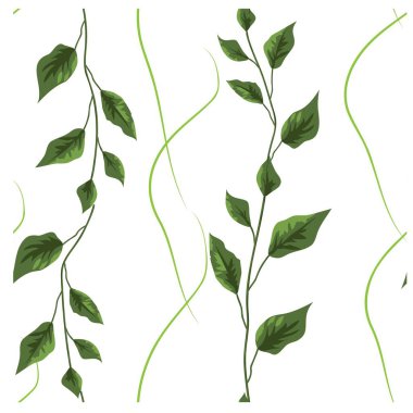 Yeşil yapraklar. Kusursuz vektör dokusu. Vektör kusursuz desen. Çiçek arkaplan. Vektör illüstrasyonu