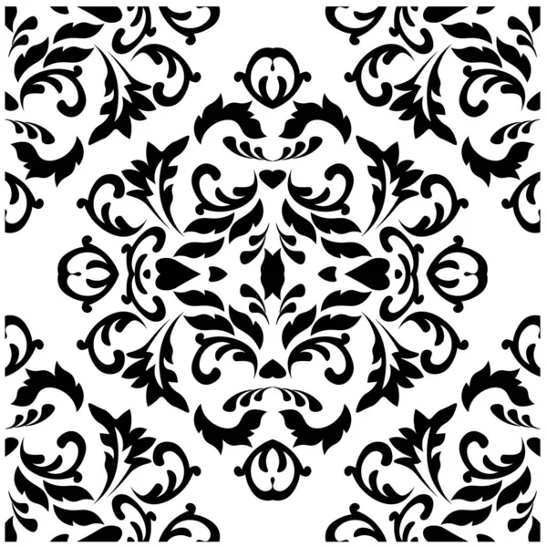 Damask Pattern Vintage Style Texture Backdrop Seamless Floral Pattern Fabric — Stock Vector