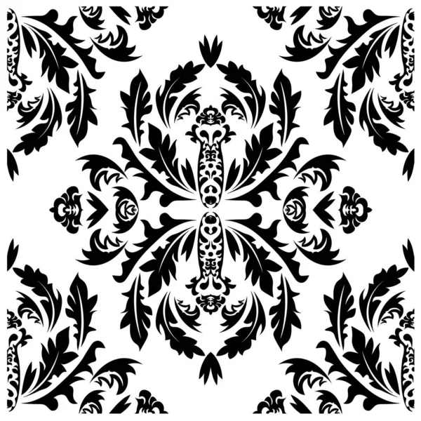 Damask Pattern Vintage Style Texture Backdrop Seamless Floral Pattern Fabric — Stock Vector