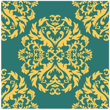 Şam deseni klasik tarzda. Doku arkaplanı. Kusursuz çiçek deseni. Kumaş deseni. Vektör illüstrasyonu