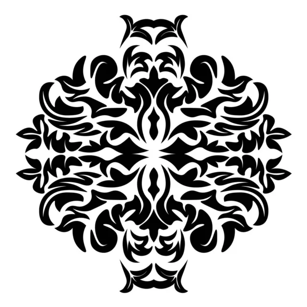Elemento Damasco Nero Stile Classico Sfondo Bianco Modello Reale Vettore — Vettoriale Stock
