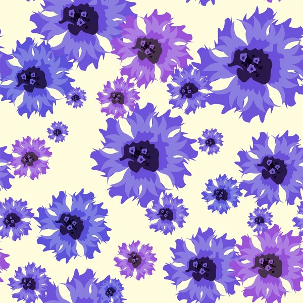 벡터 원활한 패턴 화이트에 블루 cornflowers. — 스톡 벡터