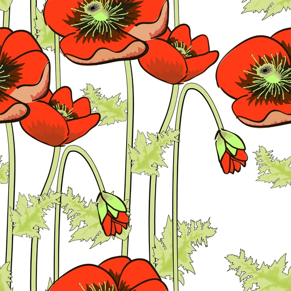 Vektor schöne Mohn Illustration — Stockvektor