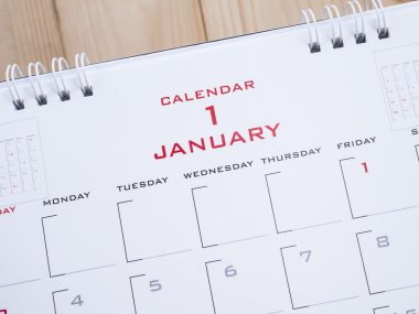 Takvim sayfası Ocak'ta 