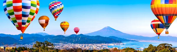 Panorama Landskap Fuji Fuji Mountain Och Shimizu Industrial Port Med — Stockfoto