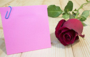 Yapışkan notu ve kırmızı gül 3