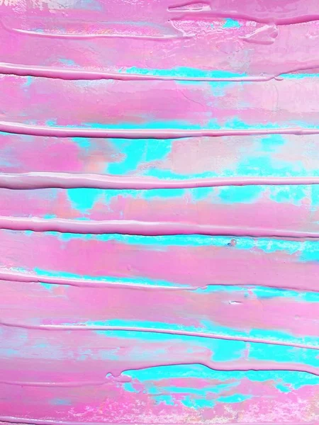 Horizontal Stripes Drawing Pink Turquoise Paint — 图库照片