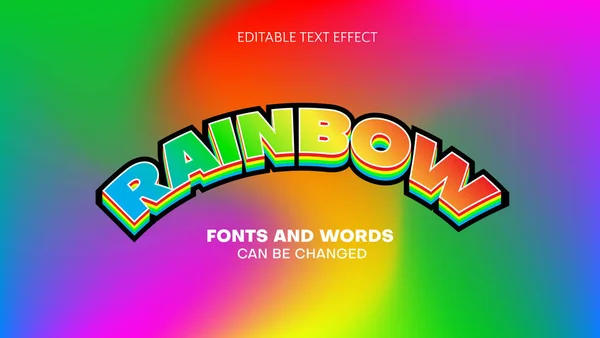 Editierbarer Regenbogen Text Effekt — Stockvektor