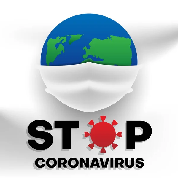 Stop Coronavirus Banner Earth Mask — Stock Vector