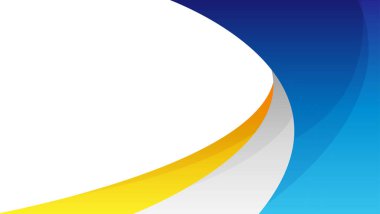 Mavi beyaz ve turuncu dalga arkaplanı afiş, poster, web sayfası, promosyon vesaire için kullanılabilir. vektör tasarımı 