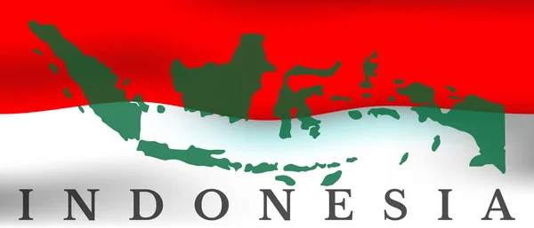 Banner Bandera Indonesia Fondo Con Mapa — Vector de stock