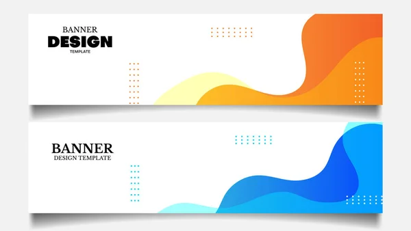 Banner Bakgrund Set Med Blå Och Orange Vätska Shape Banner — Stock vektor