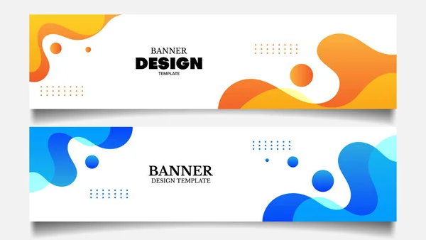 Banner Bakgrund Set Med Blå Och Orange Vätska Shape Banner — Stock vektor