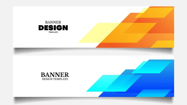 Conjunto Modelo Design Banner Com Azul Amarelo — Vetor de Stock