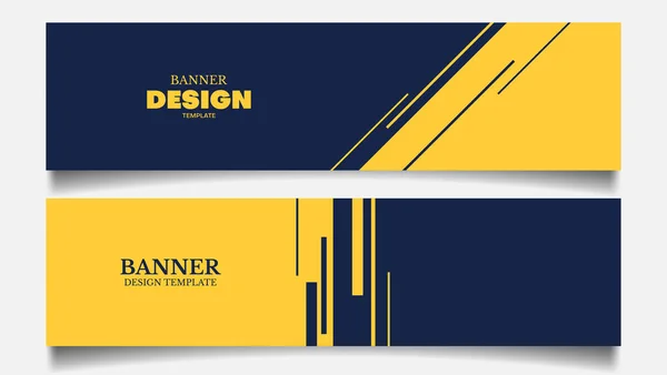 Conjunto Modelo Design Banner Com Azul Amarelo — Vetor de Stock