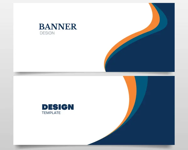 Business Banner Design Vorlage Set Mit Blau Grün Und Orange — Stockvektor