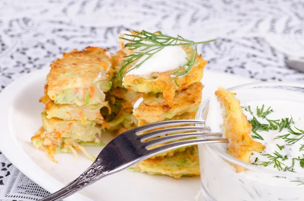 Stack of pancakes vegetable — Stock Photo, Image