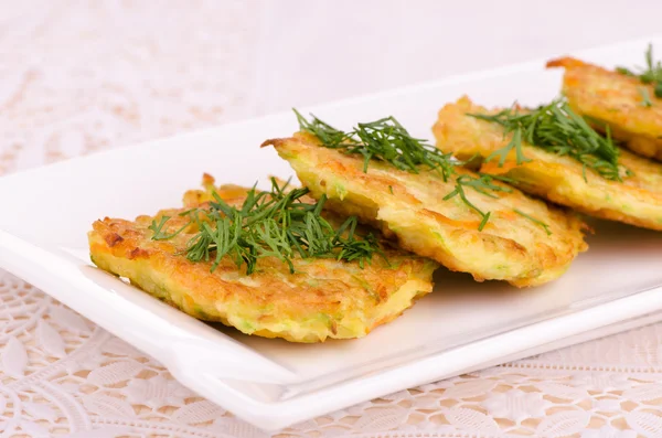 Vegetable fritters of zucchini — Stock Photo, Image