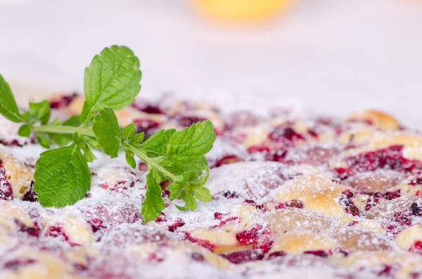 Berry taart, bestrooid met suiker — Stockfoto