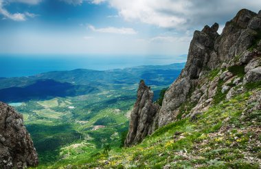view from the cliff, beautiful landscape Crimean mountains clipart