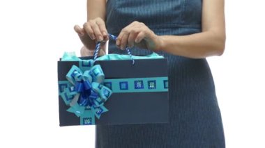 A person holding a box. High quality footage