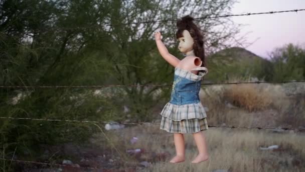 Ein Kleines Mädchen Das Gras Steht Hochwertiges Filmmaterial — Stockvideo