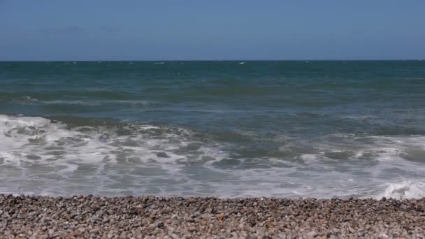 Una Playa Rocosa Junto Océano Imágenes Alta Calidad — Vídeo de stock