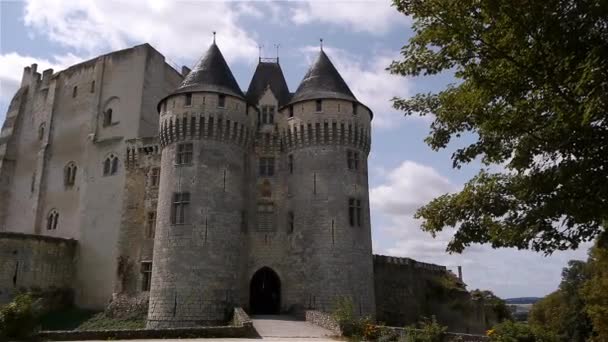 A castle sitting on the side of a building — Vídeo de Stock