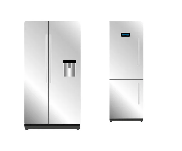 Kühlschrank Mit Zwei Türen Mit Kaffee Und Wasser Minimalistische Seitentür — Stockvektor