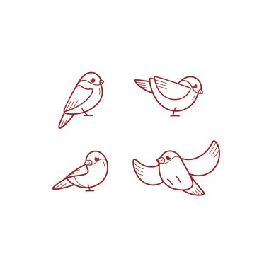 Karikatür ispinozu çizim çizimi ikonu. Kawaii kuş simgeleri ayarlandı. Çocuk odası için çocukça baskılar, çocuk kıyafetleri, poster, kartpostal, desen.