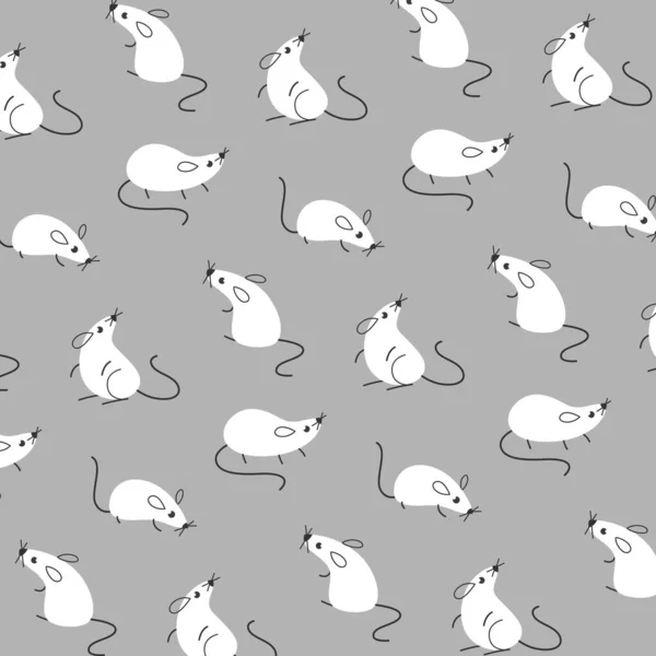 Simple Trendy Pattern Cartoon Mouse Симпатичные Векторные Иллюстрации Печати Одежды — стоковый вектор