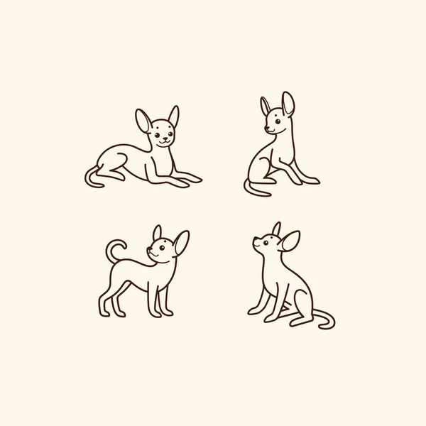Set Icone Cani Cartone Animato Posate Diverse Terrier Giocattolo Illustrazione — Vettoriale Stock