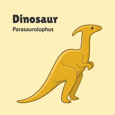 Çizgi film dinozoru - parasaurolophus. Çocuklar için sevimli bir karakter. Çizgi film tarzında vektör illüstrasyonu.