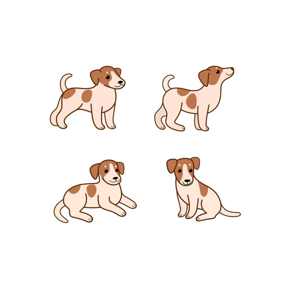 Dibujos Animados Jack Russell Terrier Bosquejo Icono Línea Conjunto Iconos — Archivo Imágenes Vectoriales