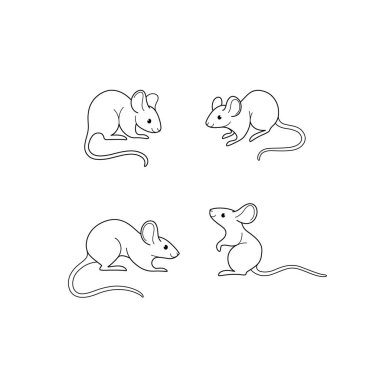 Çizgi roman fare çizim çizimi simgesi. Sevimli hayvanlar topluluğu..