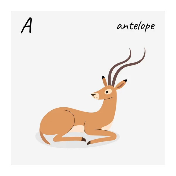 Antilope Cartone Animato Personaggio Carino Bambini Illustrazione Vettoriale Stile Cartone — Vettoriale Stock