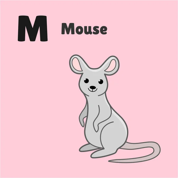 Cartoon Mouse Cute Character Children Vector Illustration Cartoon Style Abc — Stock Vector